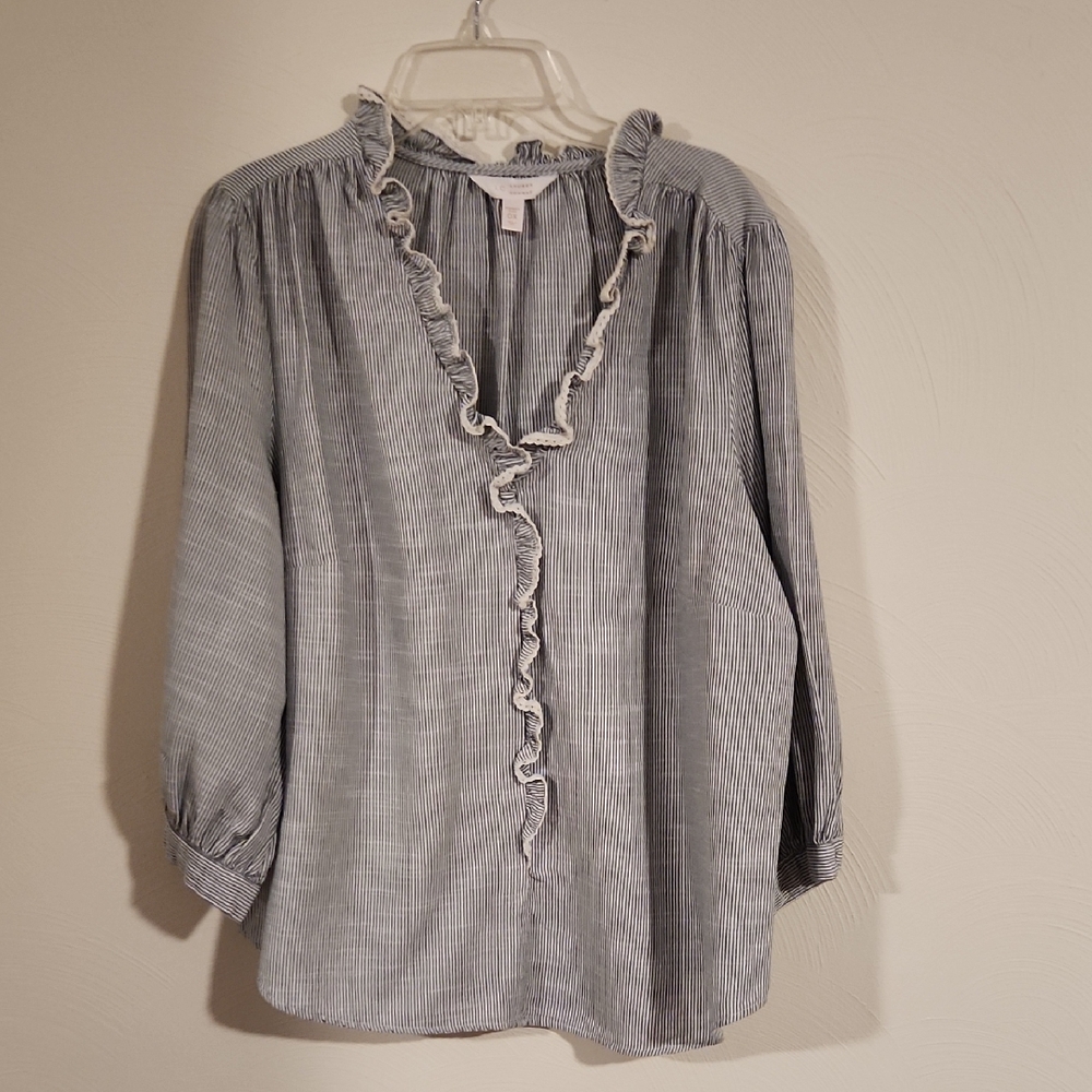 LC Lauren Conrad Ruffled Striped Blouse